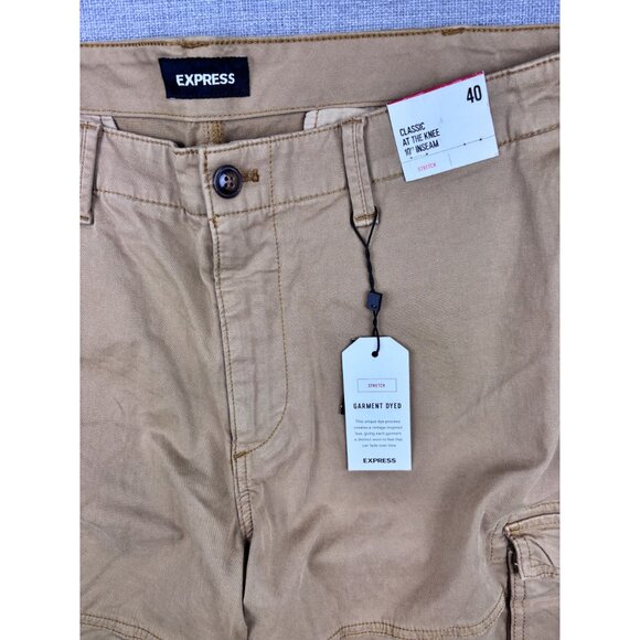 Mens Express Classic Fit Stretch Cargo Shorts 10" Inseam Size 40 Tan - Picture 12 of 12